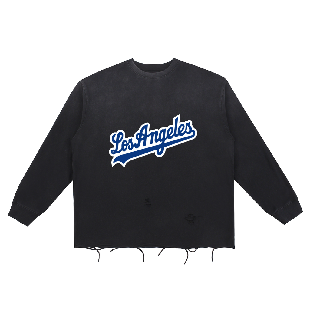 Snow Wash Raw Edge Cotton T-Shirt