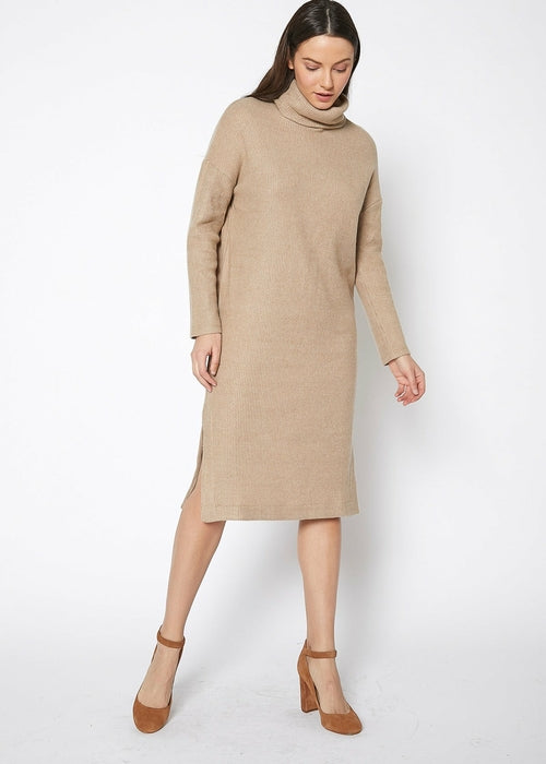 Women's Turtle Neck Midi Sweater Dress