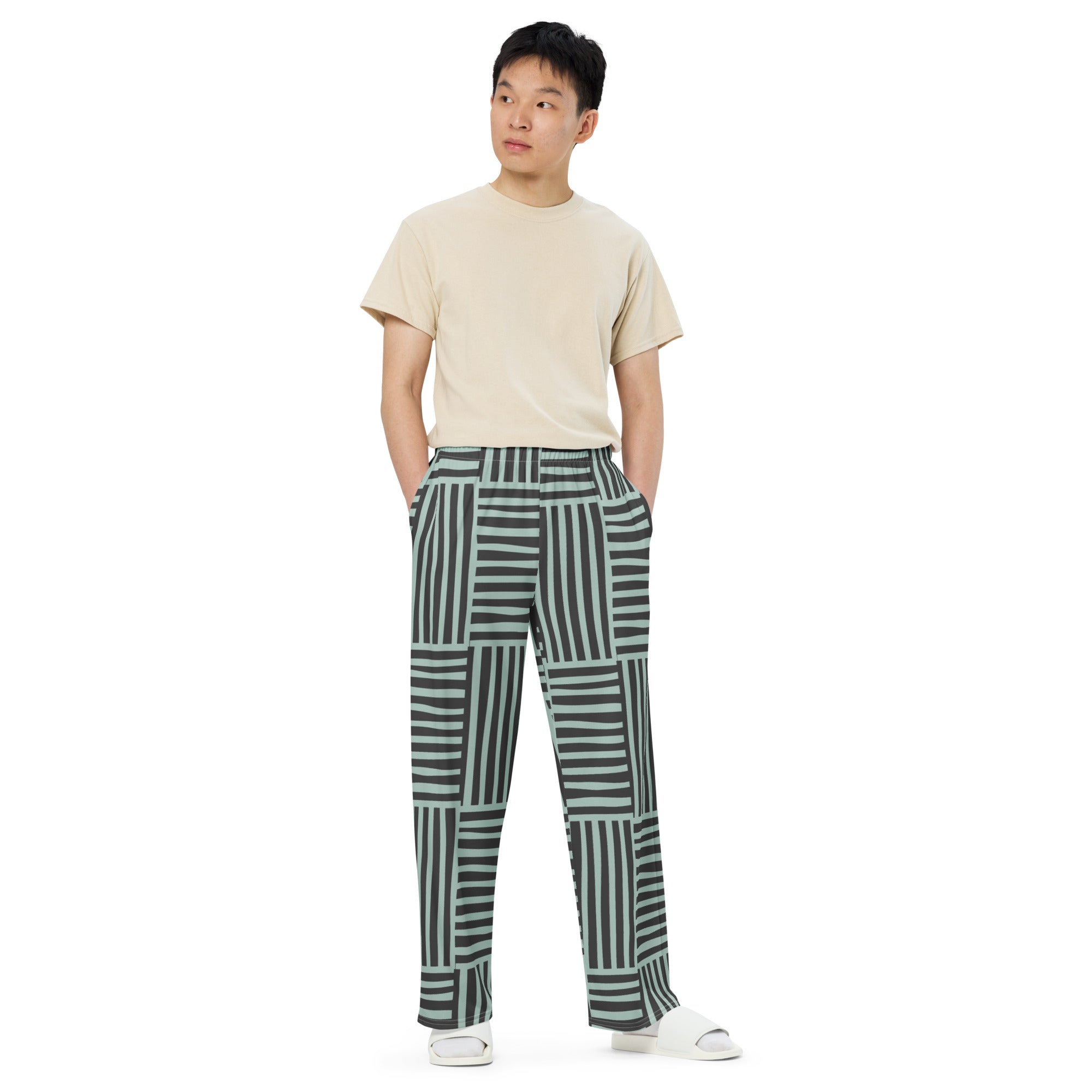 black pattern comfy pants