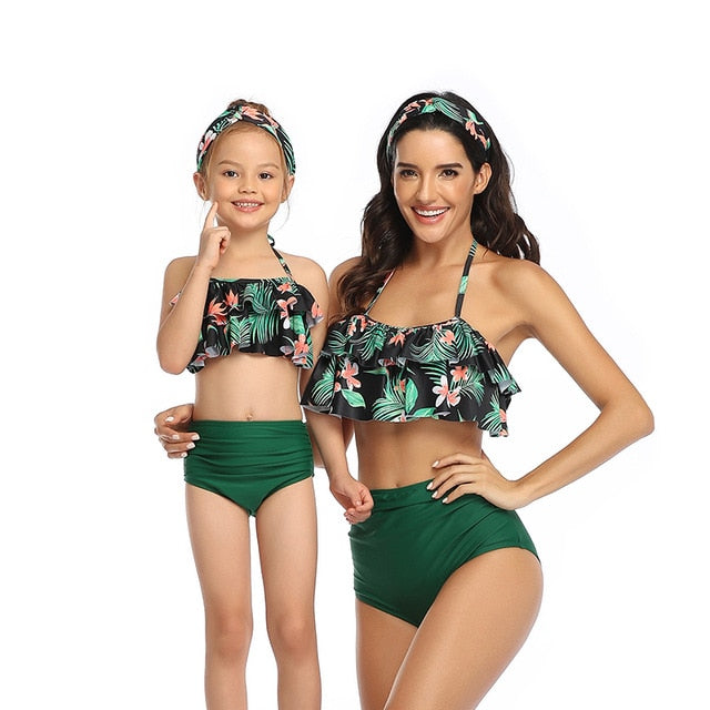Matching Family Mother Girl Bikini 2020 Swimsuit Swimwear Women Swimsuit Children Baby Kid Beach Swimwear biquini infantil