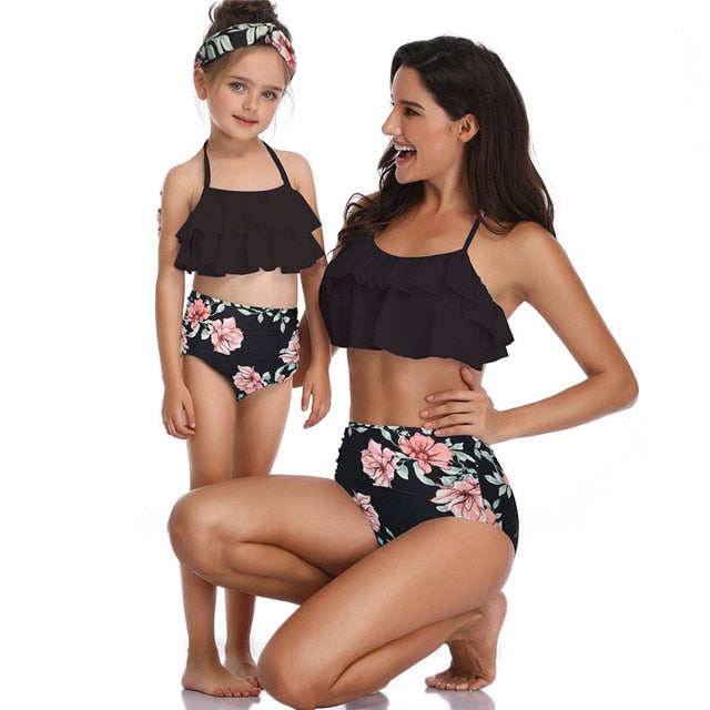 Matching Family Mother Girl Bikini 2020 Swimsuit Swimwear Women Swimsuit Children Baby Kid Beach Swimwear biquini infantil