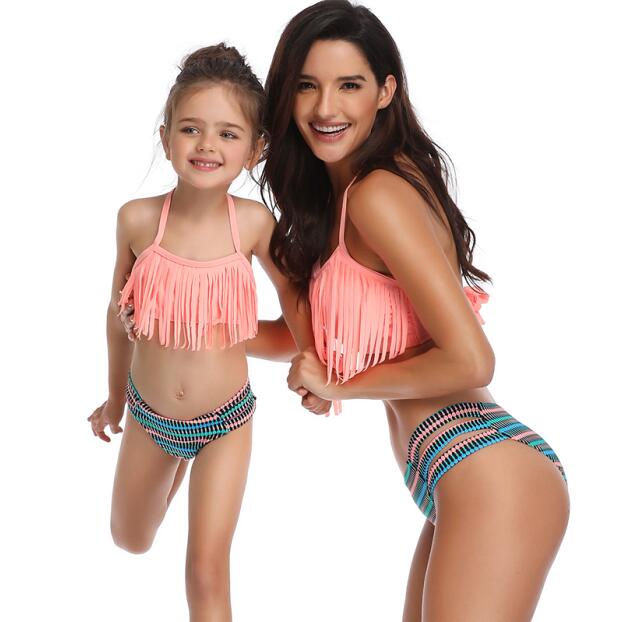 Matching Family Mother Girl Bikini 2020 Swimsuit Swimwear Women Swimsuit Children Baby Kid Beach Swimwear biquini infantil