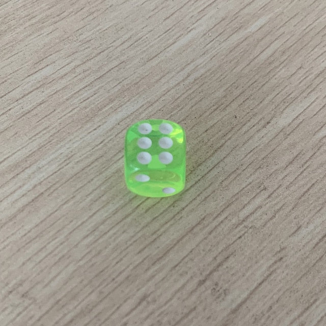 10PCS/Lot Dice Set 10 Colors  High Quality Acrylic 6 Sided Transparent Dice  For Club/Party/Family Games 14mm