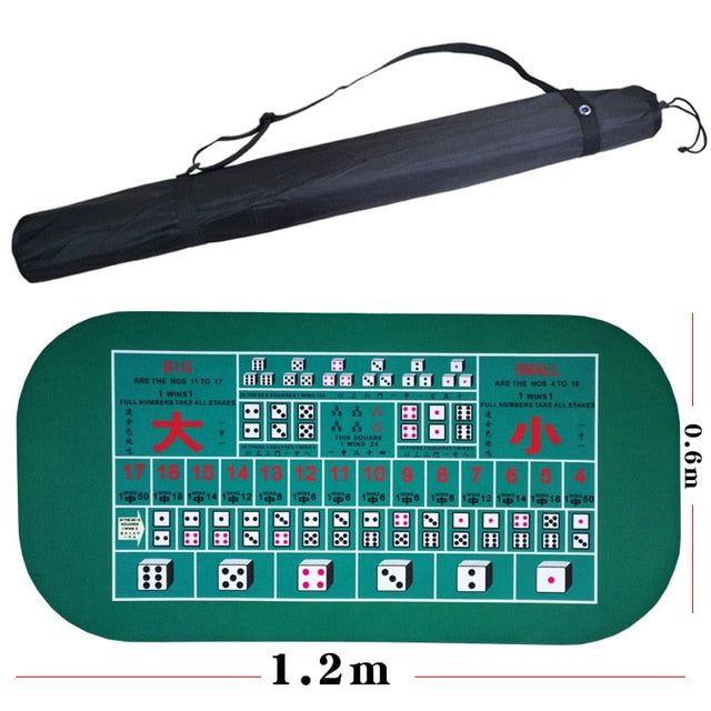 1.2*0.6m Hold'Em Texas Poker Mat Black Jack Baccarat Dice Durable Rubber Home Gaming Desk Pad