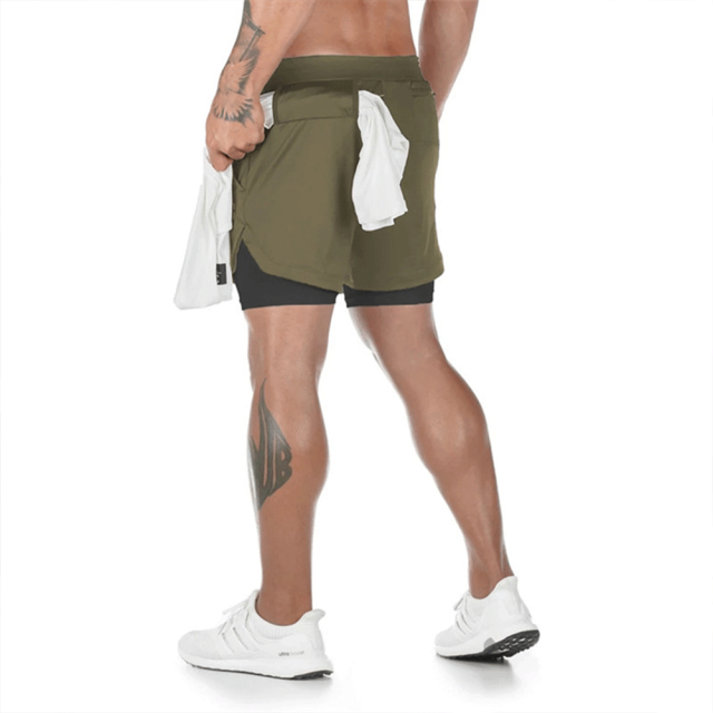 2025 Camo Running Shorts Men 2 In 1 Double-deck Quick Dry GYM Sport Shorts Fitness Jogging Workout Shorts Men Sports Short Pants
