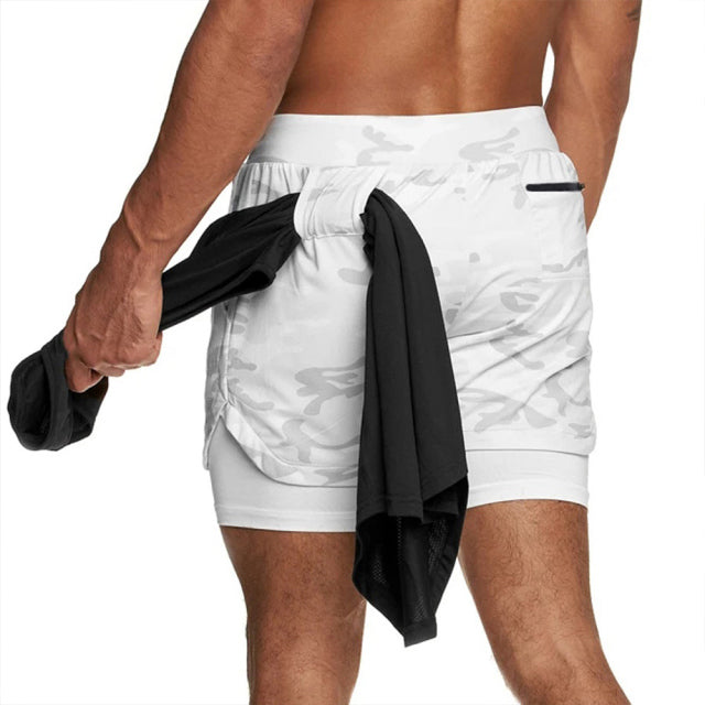 2025 Camo Running Shorts Men 2 In 1 Double-deck Quick Dry GYM Sport Shorts Fitness Jogging Workout Shorts Men Sports Short Pants