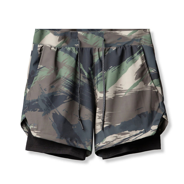2025 Camo Running Shorts Men 2 In 1 Double-deck Quick Dry GYM Sport Shorts Fitness Jogging Workout Shorts Men Sports Short Pants