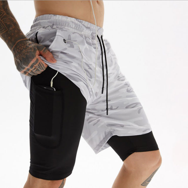 2025 Camo Running Shorts Men 2 In 1 Double-deck Quick Dry GYM Sport Shorts Fitness Jogging Workout Shorts Men Sports Short Pants