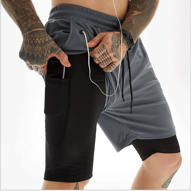 2025 Camo Running Shorts Men 2 In 1 Double-deck Quick Dry GYM Sport Shorts Fitness Jogging Workout Shorts Men Sports Short Pants