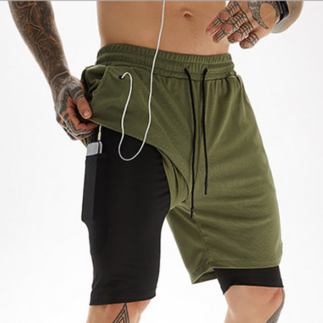2025 Camo Running Shorts Men 2 In 1 Double-deck Quick Dry GYM Sport Shorts Fitness Jogging Workout Shorts Men Sports Short Pants